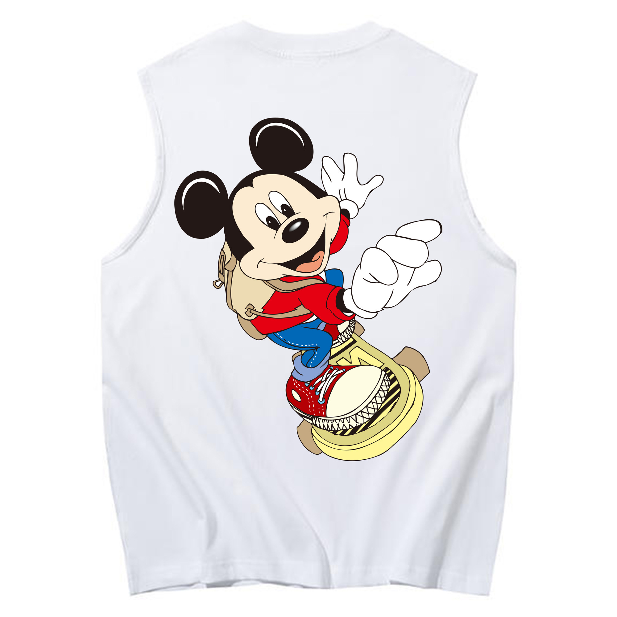 ミッキーマウス Mickey Mouse コットン100％タンクトップ（背面プリント）