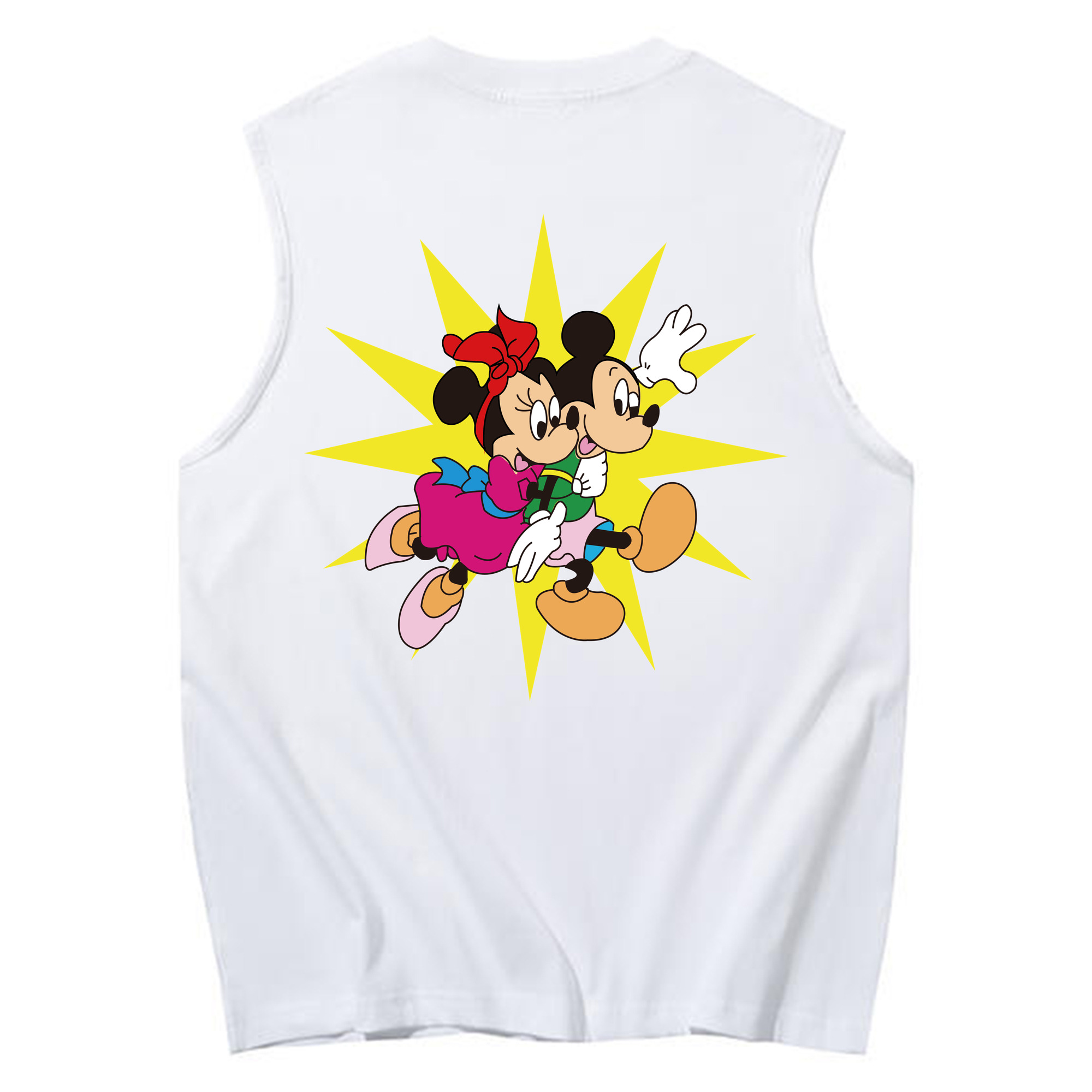 ミッキーマウス Mickey Mouse コットン100％タンクトップ（背面プリント）