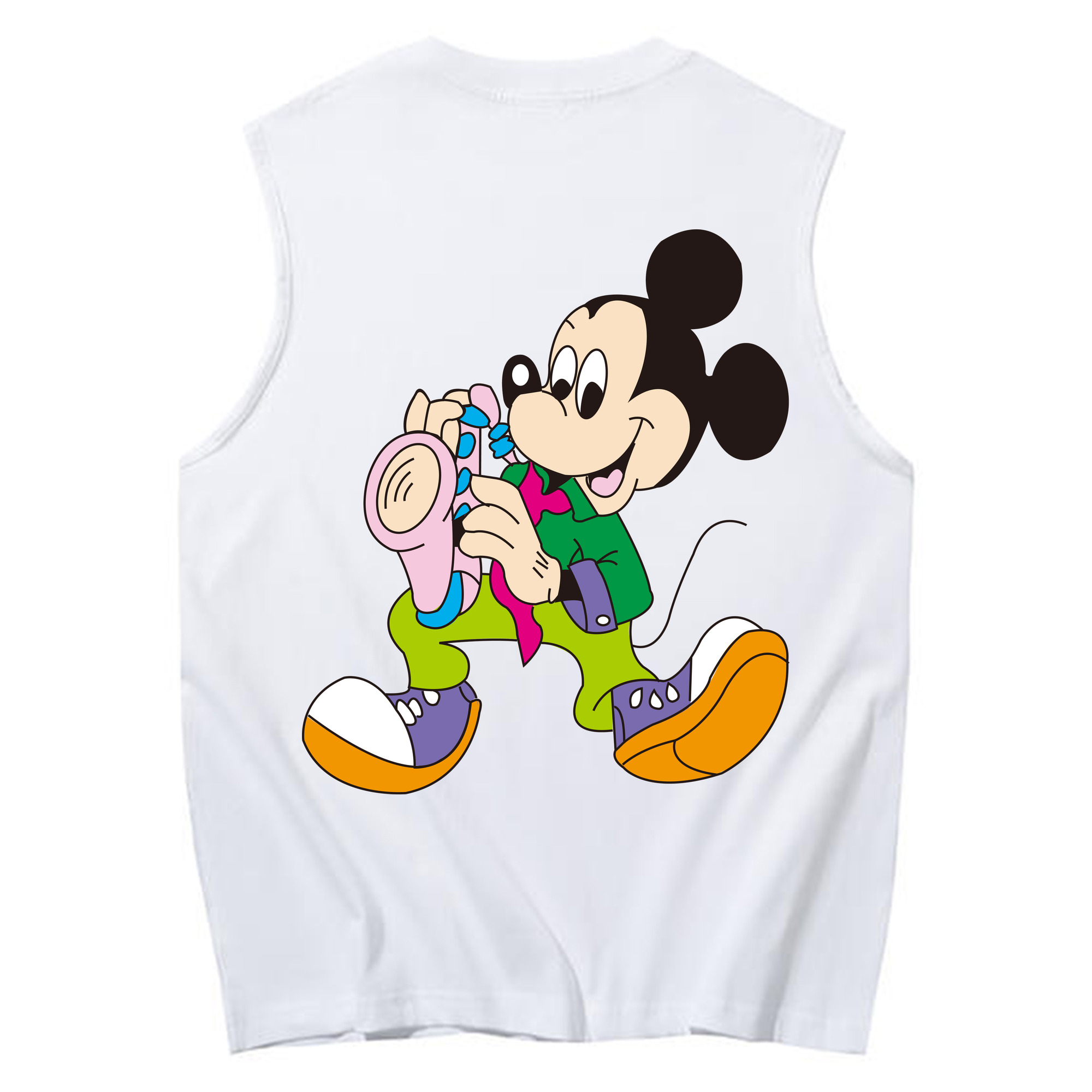 ミッキーマウス Mickey Mouse コットン100％タンクトップ（背面プリント）