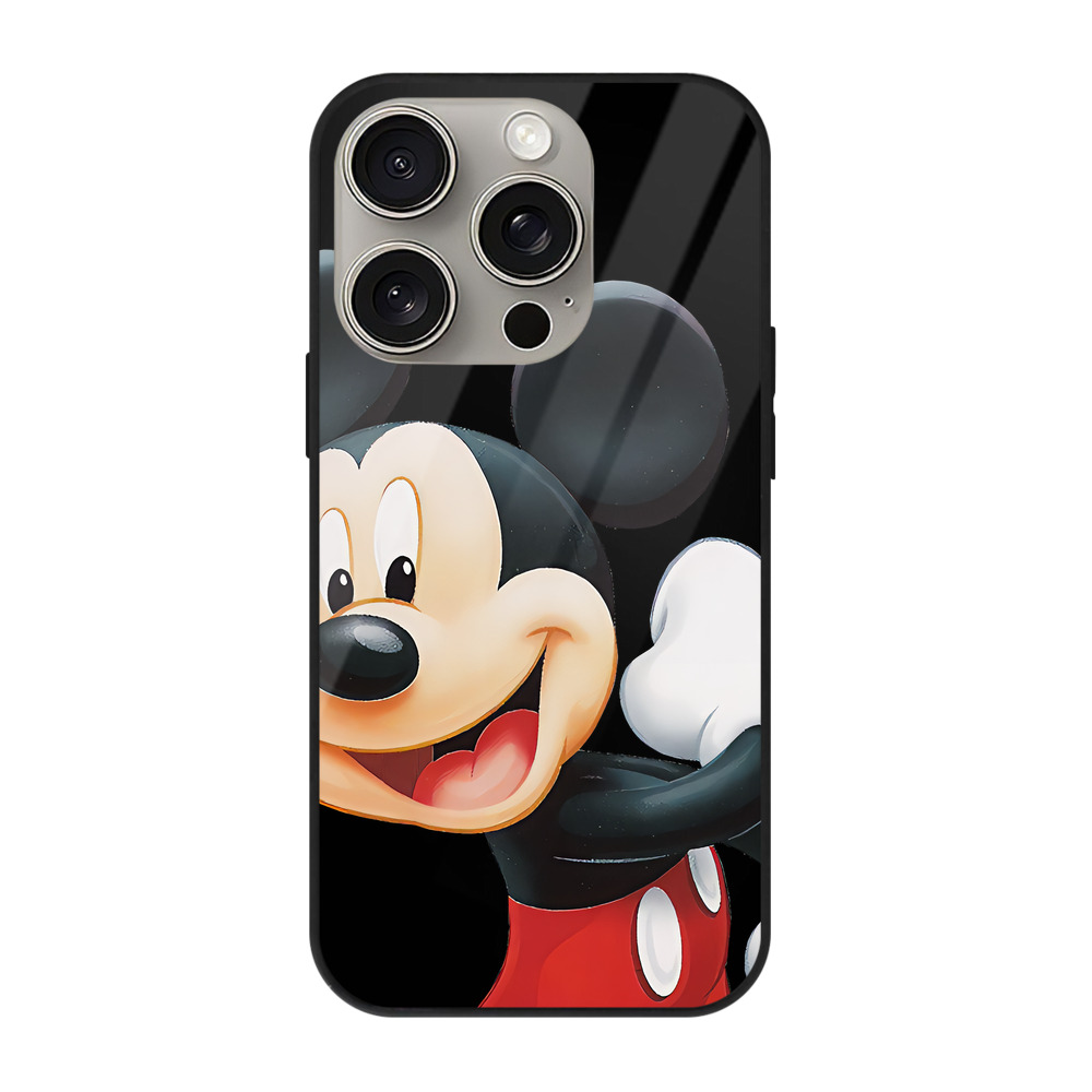 （画像用） ミッキーマウス Mickey Mouse 【iPhone15Pro対応】スマホケース 耐衝撃＆黄変防止 背面ガラス