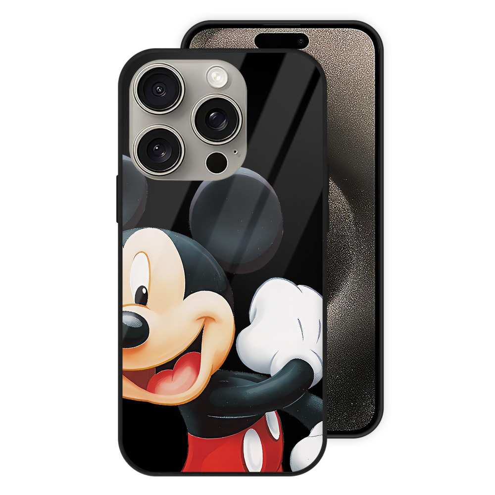 （画像用） ミッキーマウス Mickey Mouse 【iPhone15Pro対応】スマホケース 耐衝撃＆黄変防止 背面ガラス