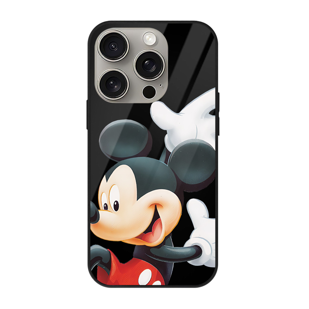 （画像用） ミッキーマウス Mickey Mouse 【iPhone15Pro対応】スマホケース 耐衝撃＆黄変防止 背面ガラス