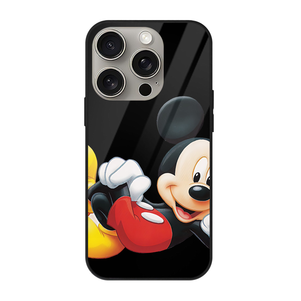 （画像用） ミッキーマウス Mickey Mouse 【iPhone15Pro対応】スマホケース 耐衝撃＆黄変防止 背面ガラス