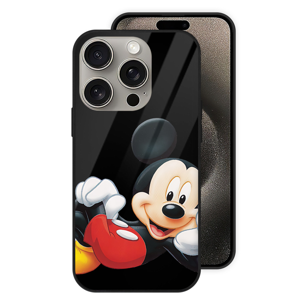 （画像用） ミッキーマウス Mickey Mouse 【iPhone15Pro対応】スマホケース 耐衝撃＆黄変防止 背面ガラス