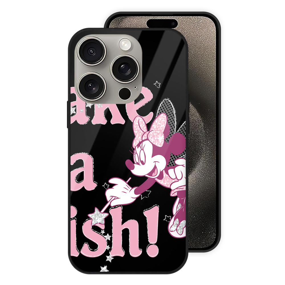 ミッキーマウス Mickey Mouse 【iPhone15Pro対応】スマホケース 耐衝撃＆黄変防止 背面ガラス