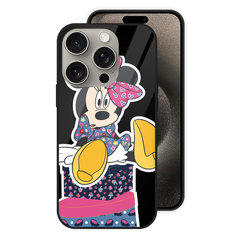 （画像用） ミッキーマウス Mickey Mouse 【iPhone15Pro対応】スマホケース 耐衝撃＆黄変防止 背面ガラス