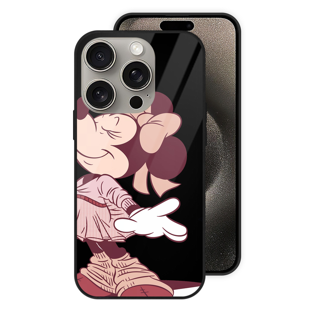 （画像用） ミッキーマウス Mickey Mouse 【iPhone15Pro対応】スマホケース 耐衝撃＆黄変防止 背面ガラス