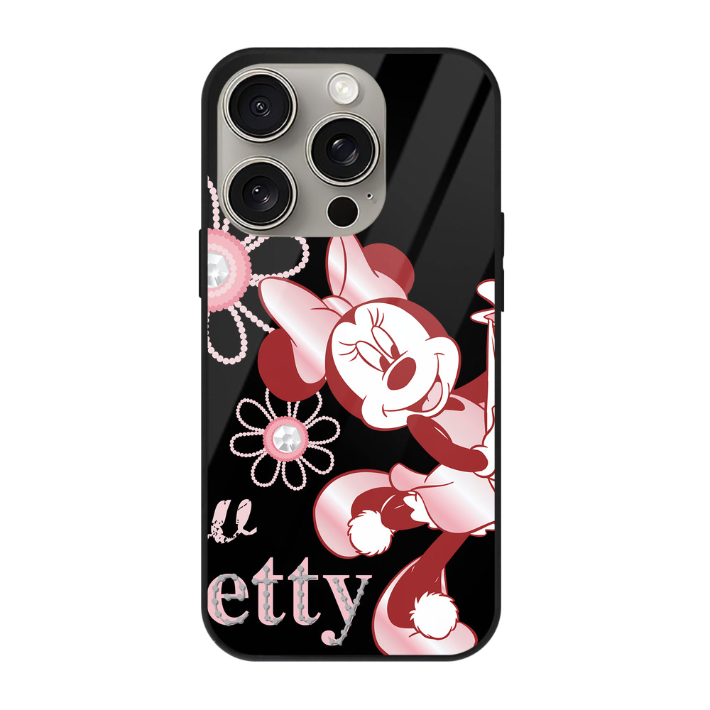 （画像用） ミッキーマウス Mickey Mouse 【iPhone15Pro対応】スマホケース 耐衝撃＆黄変防止 背面ガラス