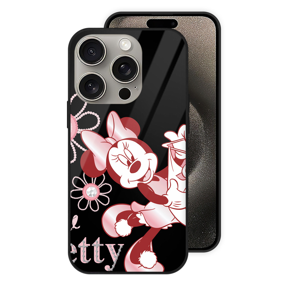 （画像用） ミッキーマウス Mickey Mouse 【iPhone15Pro対応】スマホケース 耐衝撃＆黄変防止 背面ガラス