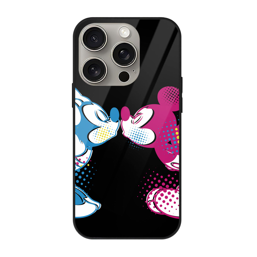 （画像用） ミッキーマウス Mickey Mouse 【iPhone15Pro対応】スマホケース 耐衝撃＆黄変防止 背面ガラス