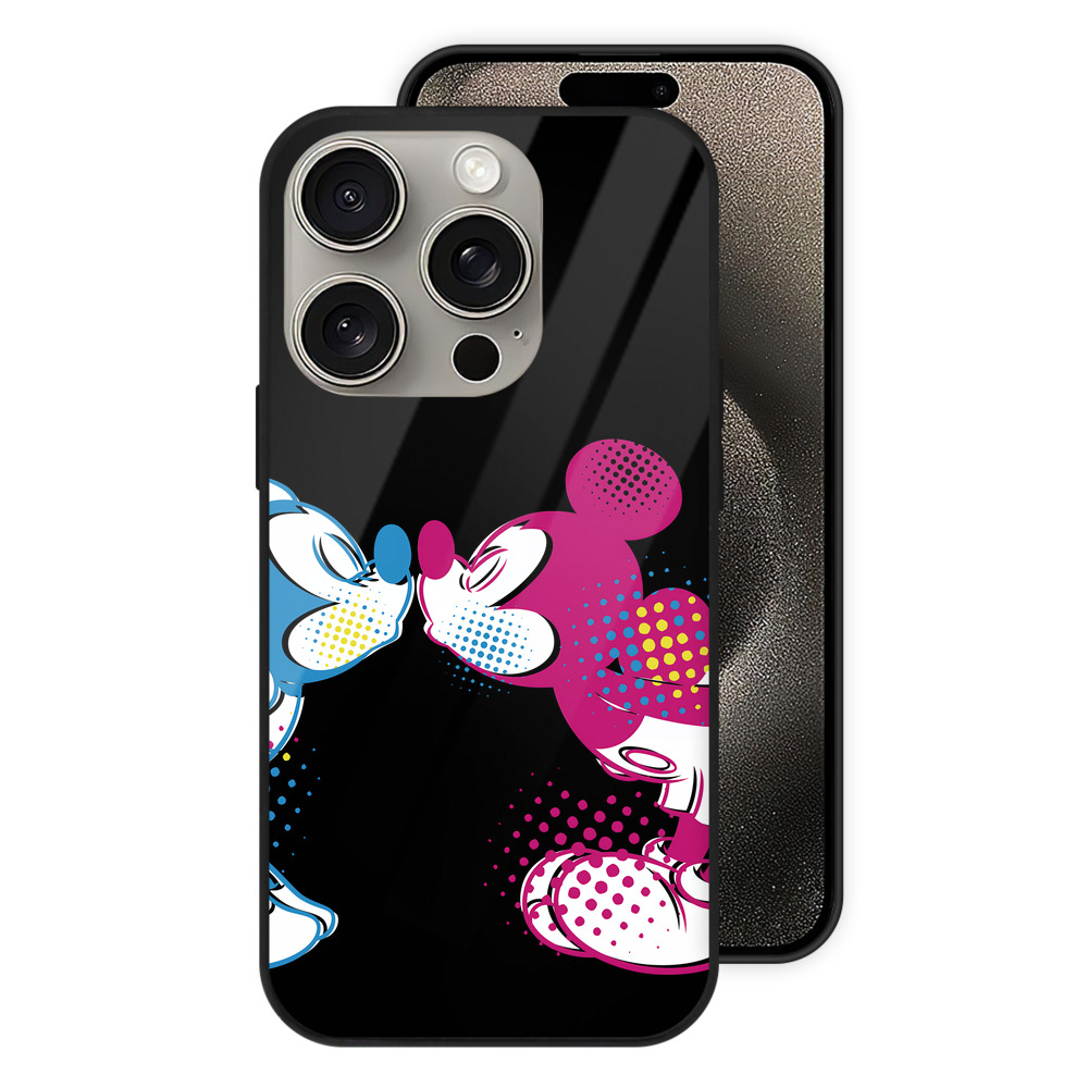 （画像用） ミッキーマウス Mickey Mouse 【iPhone15Pro対応】スマホケース 耐衝撃＆黄変防止 背面ガラス