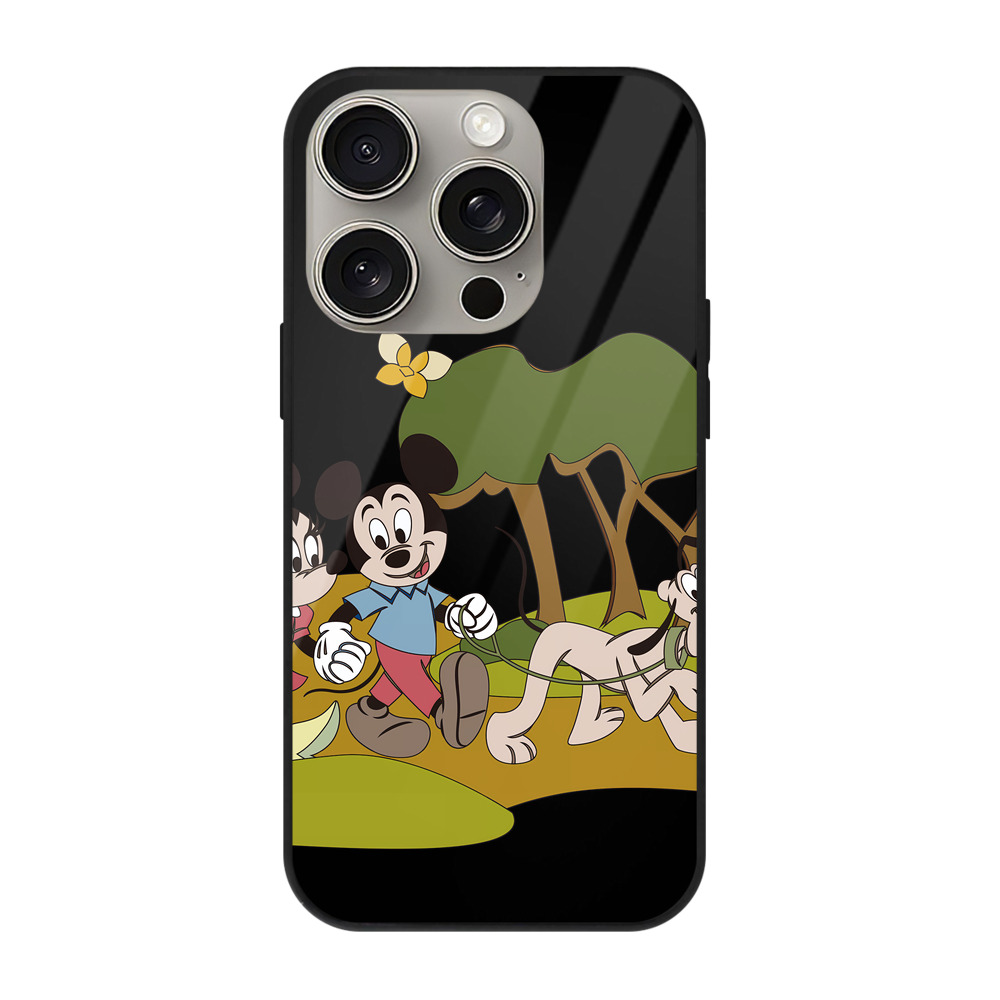 （画像用） ミッキーマウス Mickey Mouse 【iPhone15Pro対応】スマホケース 耐衝撃＆黄変防止 背面ガラス