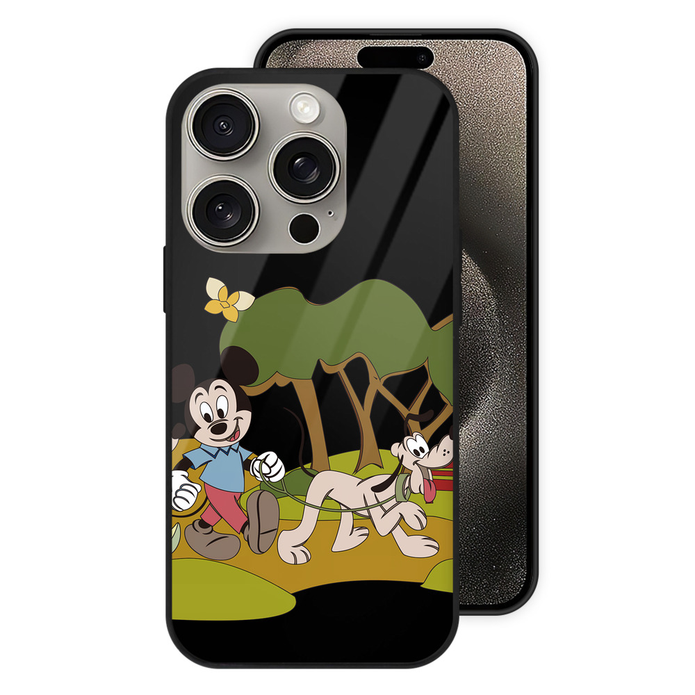 （画像用） ミッキーマウス Mickey Mouse 【iPhone15Pro対応】スマホケース 耐衝撃＆黄変防止 背面ガラス