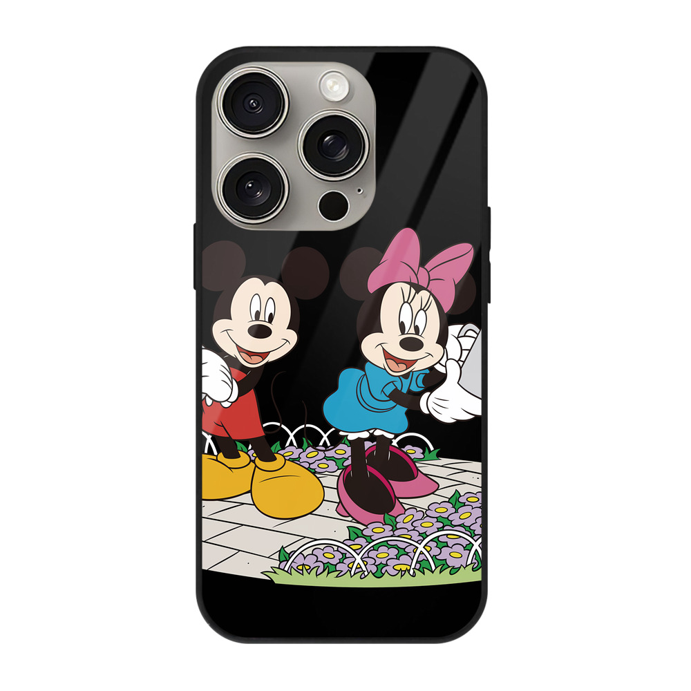 （画像用） ミッキーマウス Mickey Mouse 【iPhone15Pro対応】スマホケース 耐衝撃＆黄変防止 背面ガラス