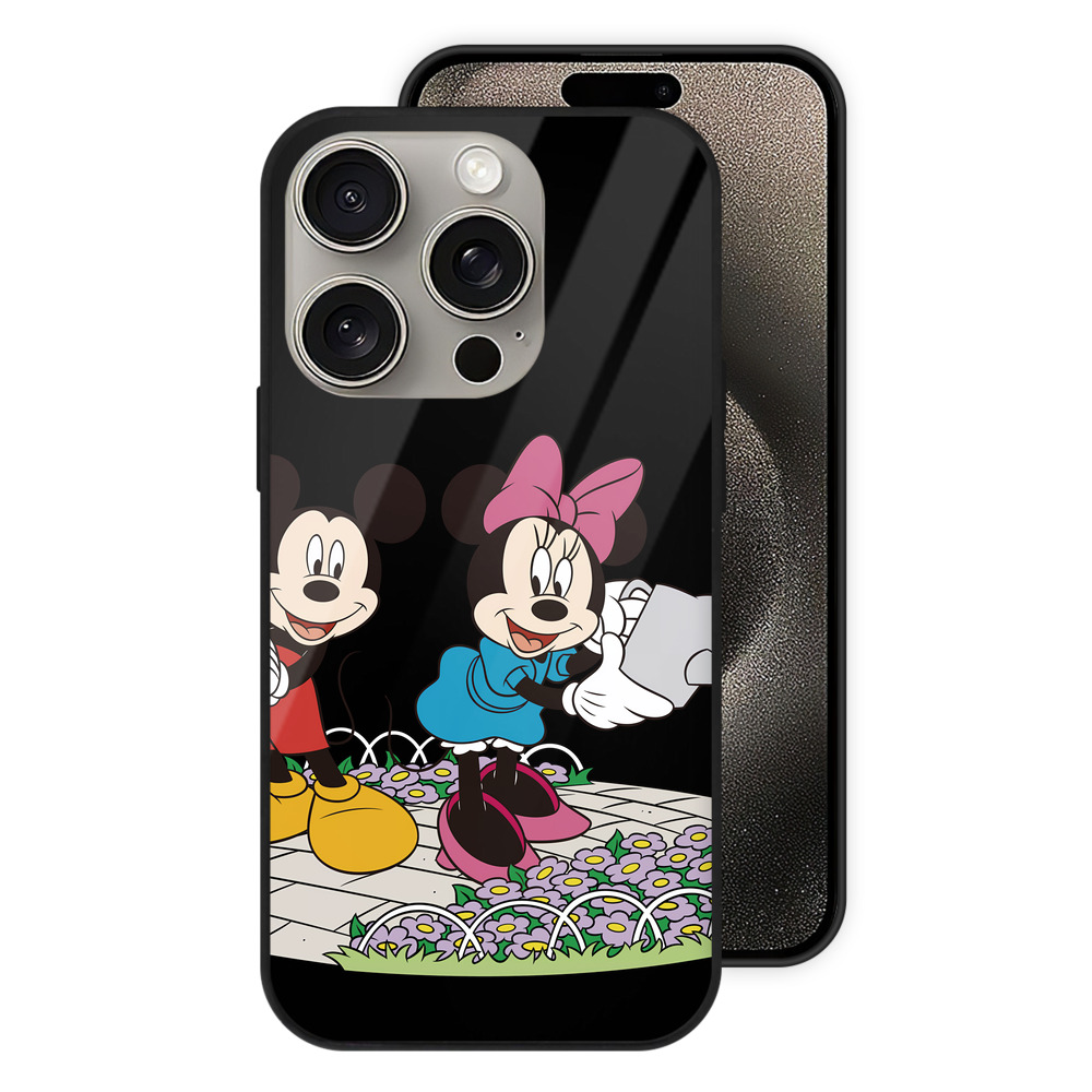（画像用） ミッキーマウス Mickey Mouse 【iPhone15Pro対応】スマホケース 耐衝撃＆黄変防止 背面ガラス