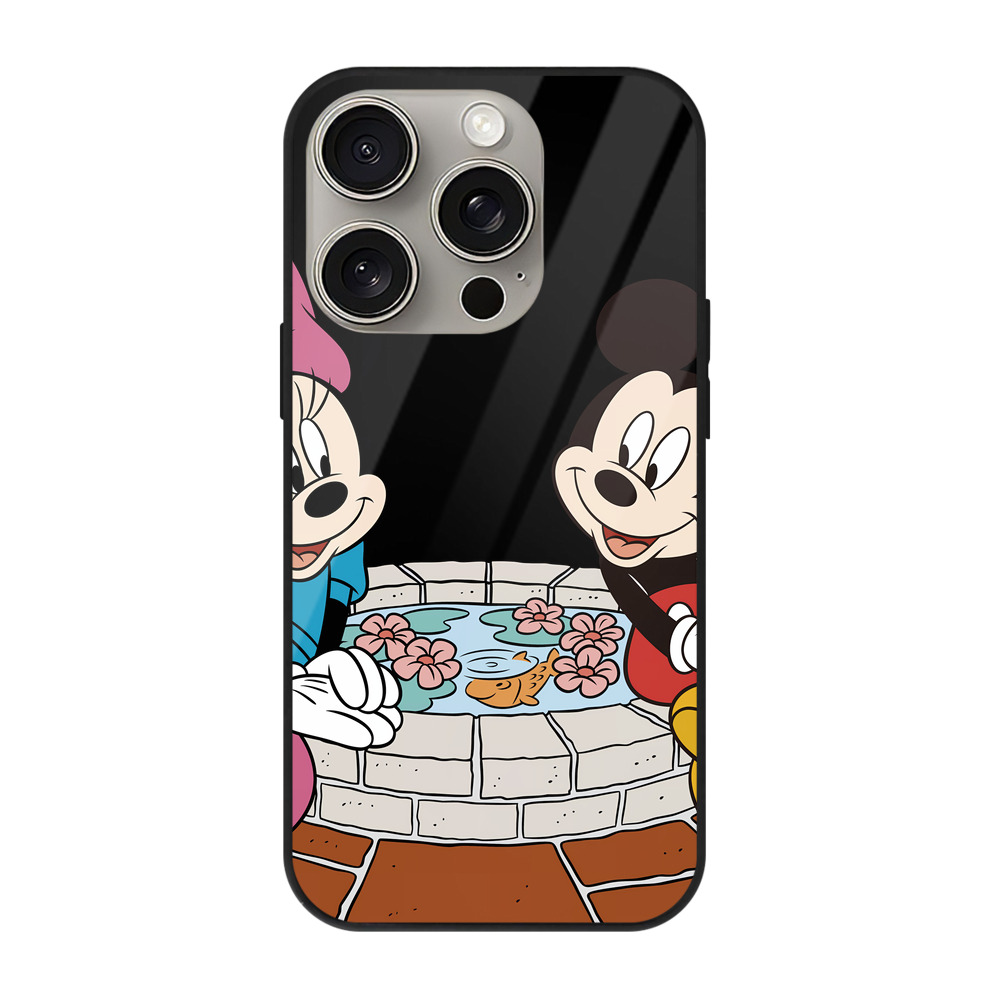 （画像用） ミッキーマウス Mickey Mouse 【iPhone15Pro対応】スマホケース 耐衝撃＆黄変防止 背面ガラス