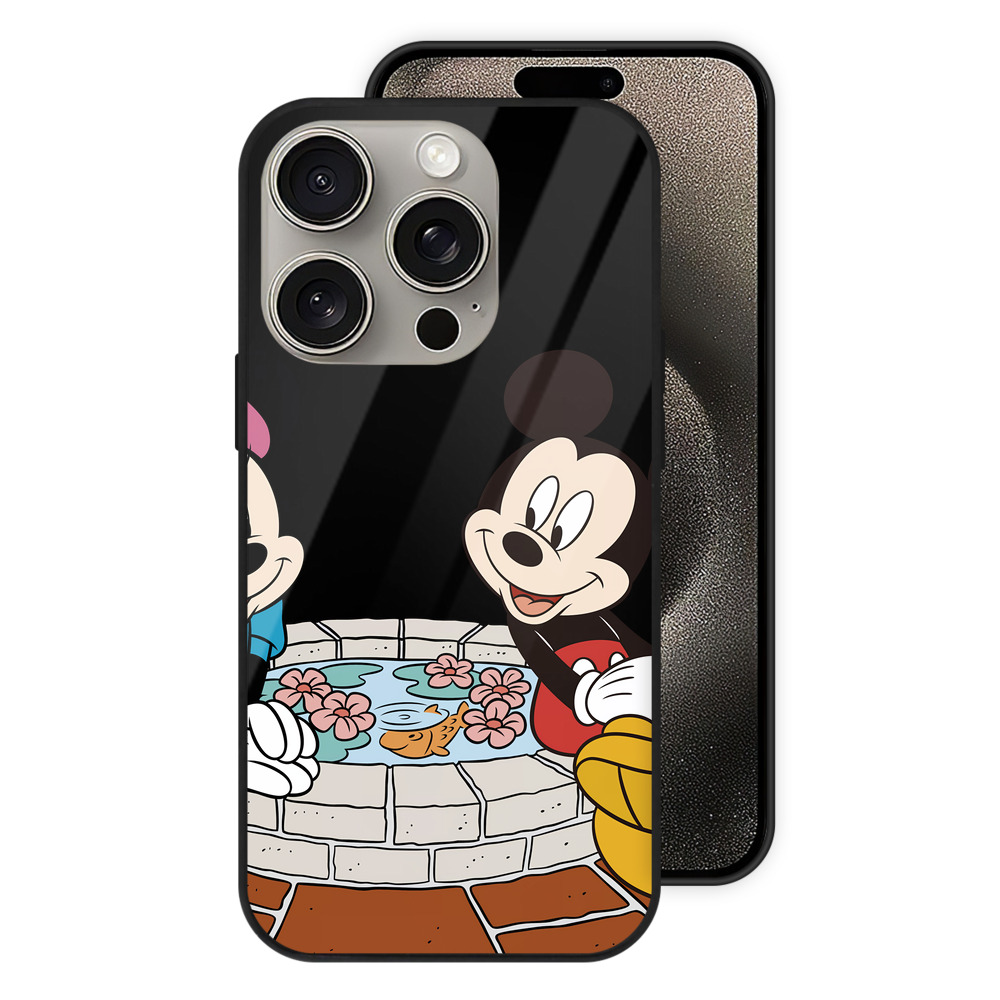 （画像用） ミッキーマウス Mickey Mouse 【iPhone15Pro対応】スマホケース 耐衝撃＆黄変防止 背面ガラス