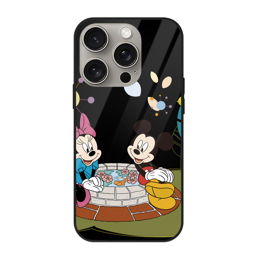 （画像用） ミッキーマウス Mickey Mouse 【iPhone15Pro対応】スマホケース 耐衝撃＆黄変防止 背面ガラス