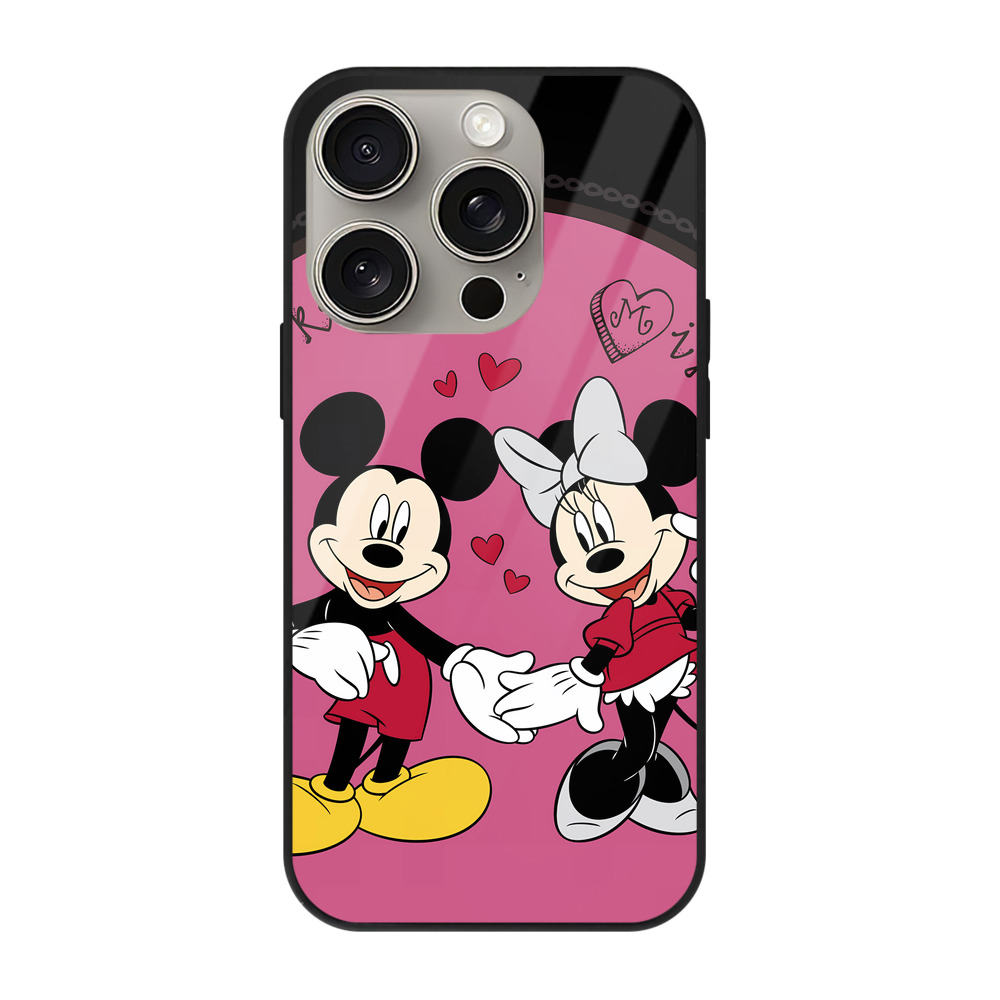 （画像用） ミッキーマウス Mickey Mouse 【iPhone15Pro対応】スマホケース 耐衝撃＆黄変防止 背面ガラス
