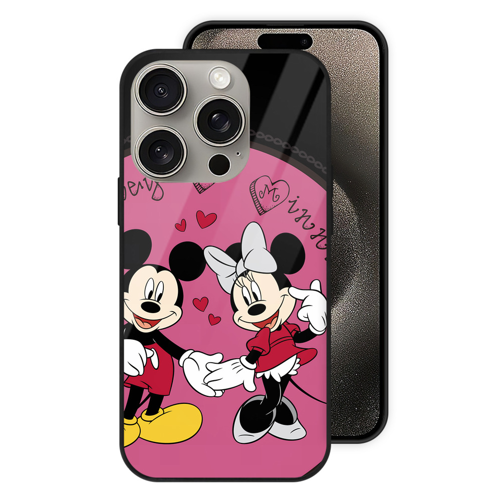 （画像用） ミッキーマウス Mickey Mouse 【iPhone15Pro対応】スマホケース 耐衝撃＆黄変防止 背面ガラス