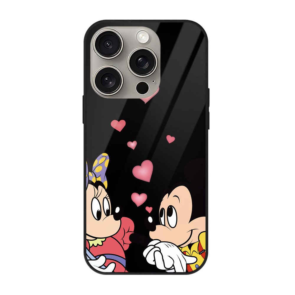 （画像用） ミッキーマウス Mickey Mouse 【iPhone15Pro対応】スマホケース 耐衝撃＆黄変防止 背面ガラス
