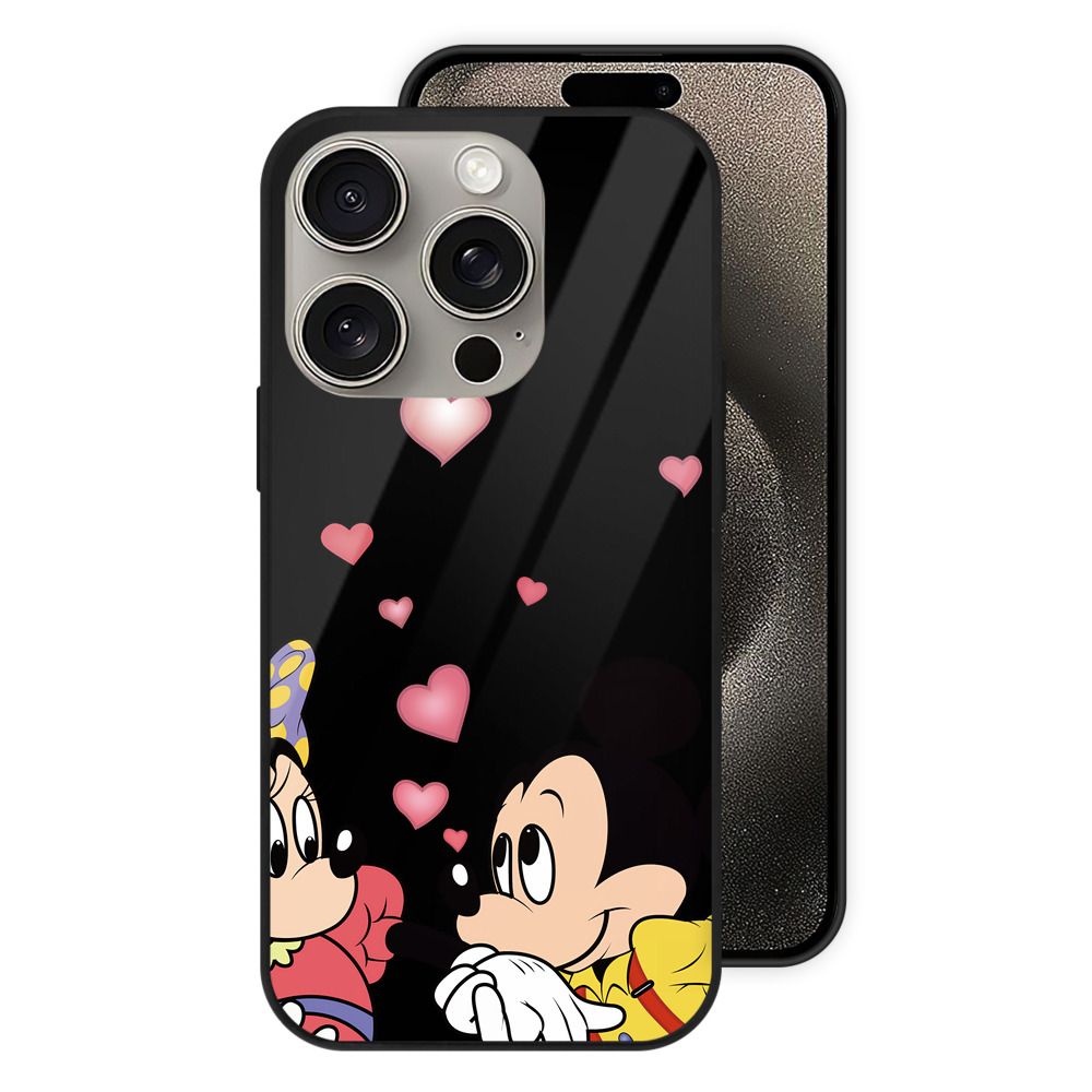 （画像用） ミッキーマウス Mickey Mouse 【iPhone15Pro対応】スマホケース 耐衝撃＆黄変防止 背面ガラス