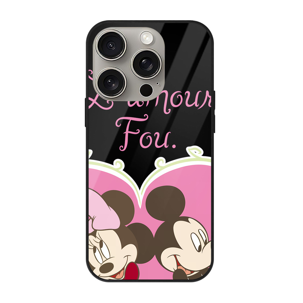 （画像用） ミッキーマウス Mickey Mouse 【iPhone15Pro対応】スマホケース 耐衝撃＆黄変防止 背面ガラス