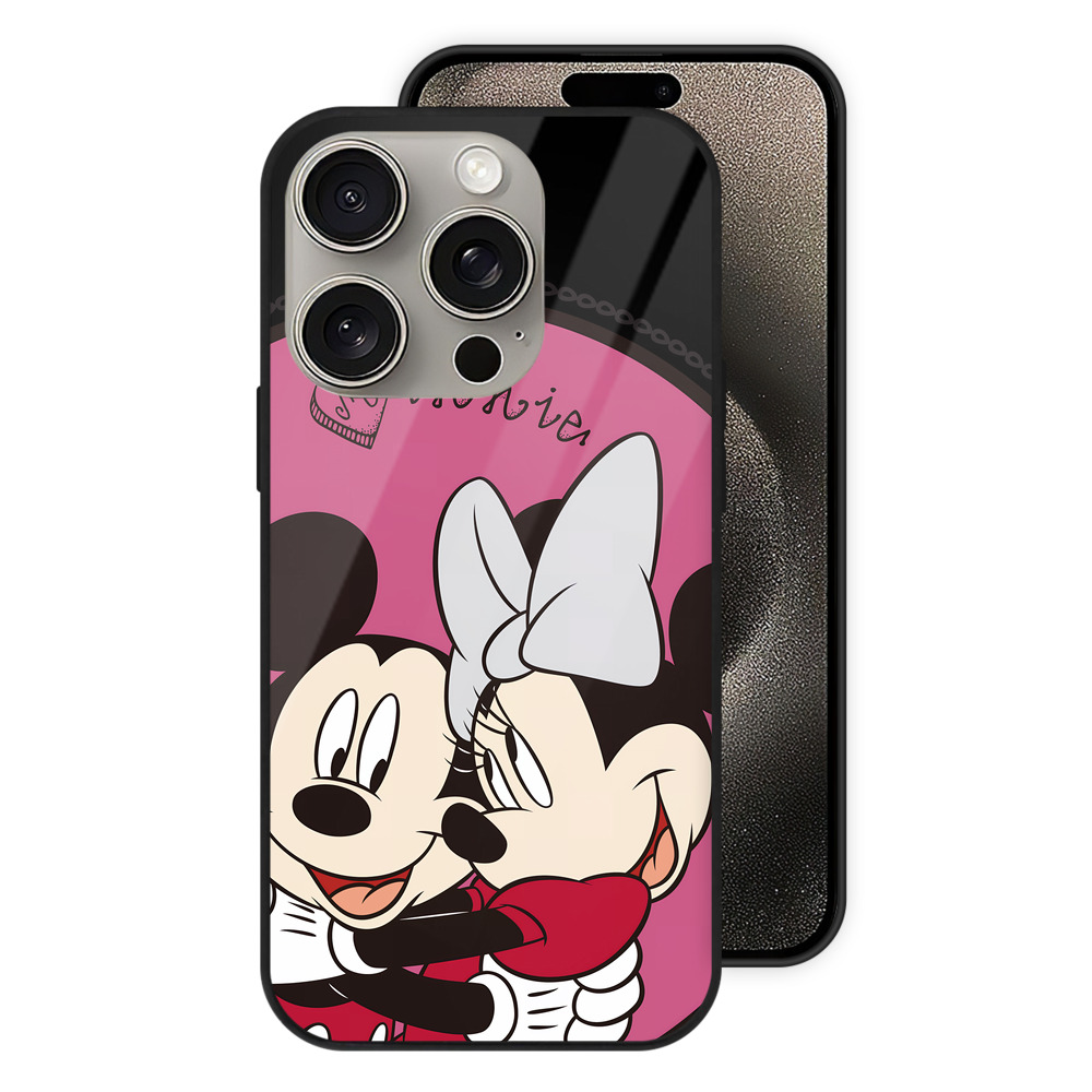 ミッキーマウス Mickey Mouse 【iPhone15Pro対応】スマホケース 耐衝撃＆黄変防止 背面ガラス