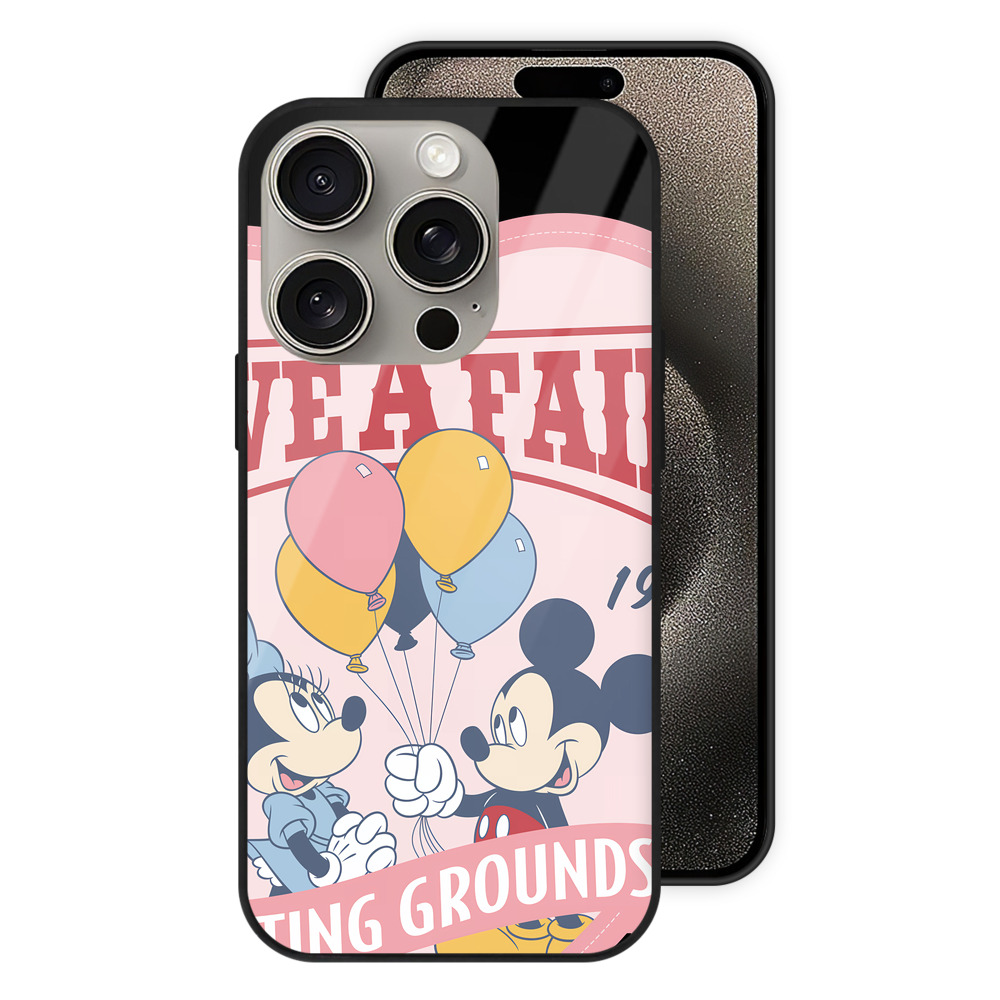 （画像用） ミッキーマウス Mickey Mouse 【iPhone15Pro対応】スマホケース 耐衝撃＆黄変防止 背面ガラス