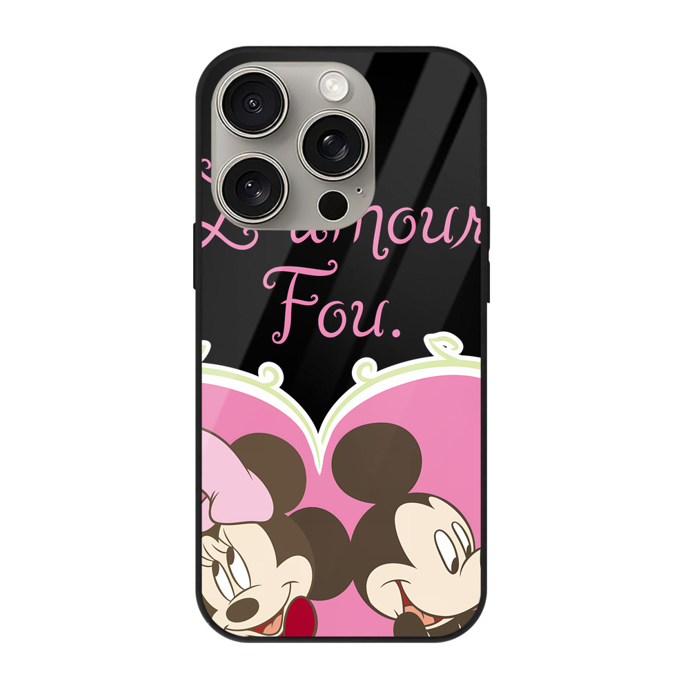 （画像用） ミッキーマウス Mickey Mouse 【iPhone15Pro対応】スマホケース 耐衝撃＆黄変防止 背面ガラス