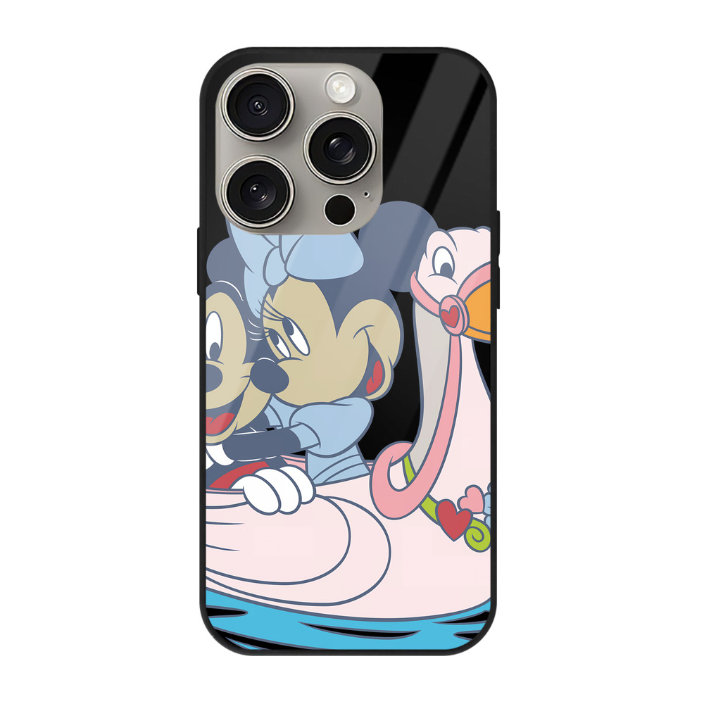 （画像用） ミッキーマウス Mickey Mouse 【iPhone15Pro対応】スマホケース 耐衝撃＆黄変防止 背面ガラス
