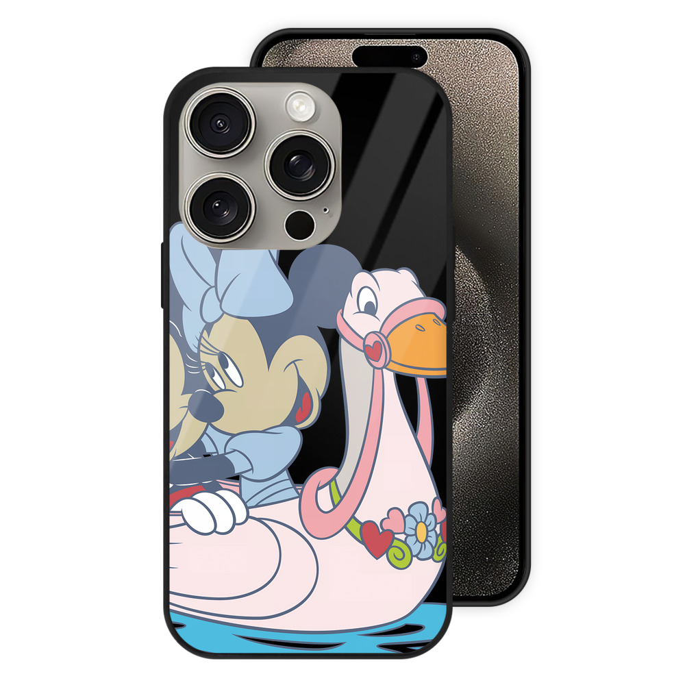（画像用） ミッキーマウス Mickey Mouse 【iPhone15Pro対応】スマホケース 耐衝撃＆黄変防止 背面ガラス