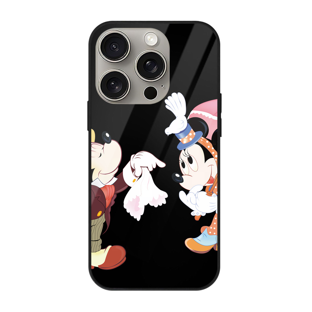 （画像用） ミッキーマウス Mickey Mouse 【iPhone15Pro対応】スマホケース 耐衝撃＆黄変防止 背面ガラス