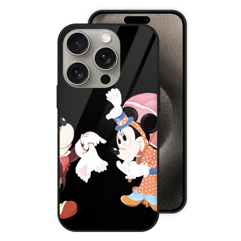 （画像用） ミッキーマウス Mickey Mouse 【iPhone15Pro対応】スマホケース 耐衝撃＆黄変防止 背面ガラス