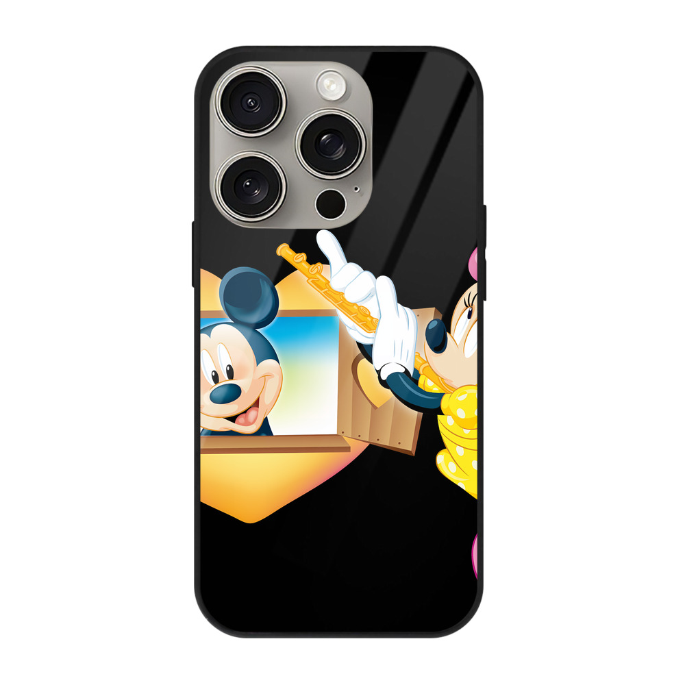 （画像用） ミッキーマウス Mickey Mouse 【iPhone15Pro対応】スマホケース 耐衝撃＆黄変防止 背面ガラス