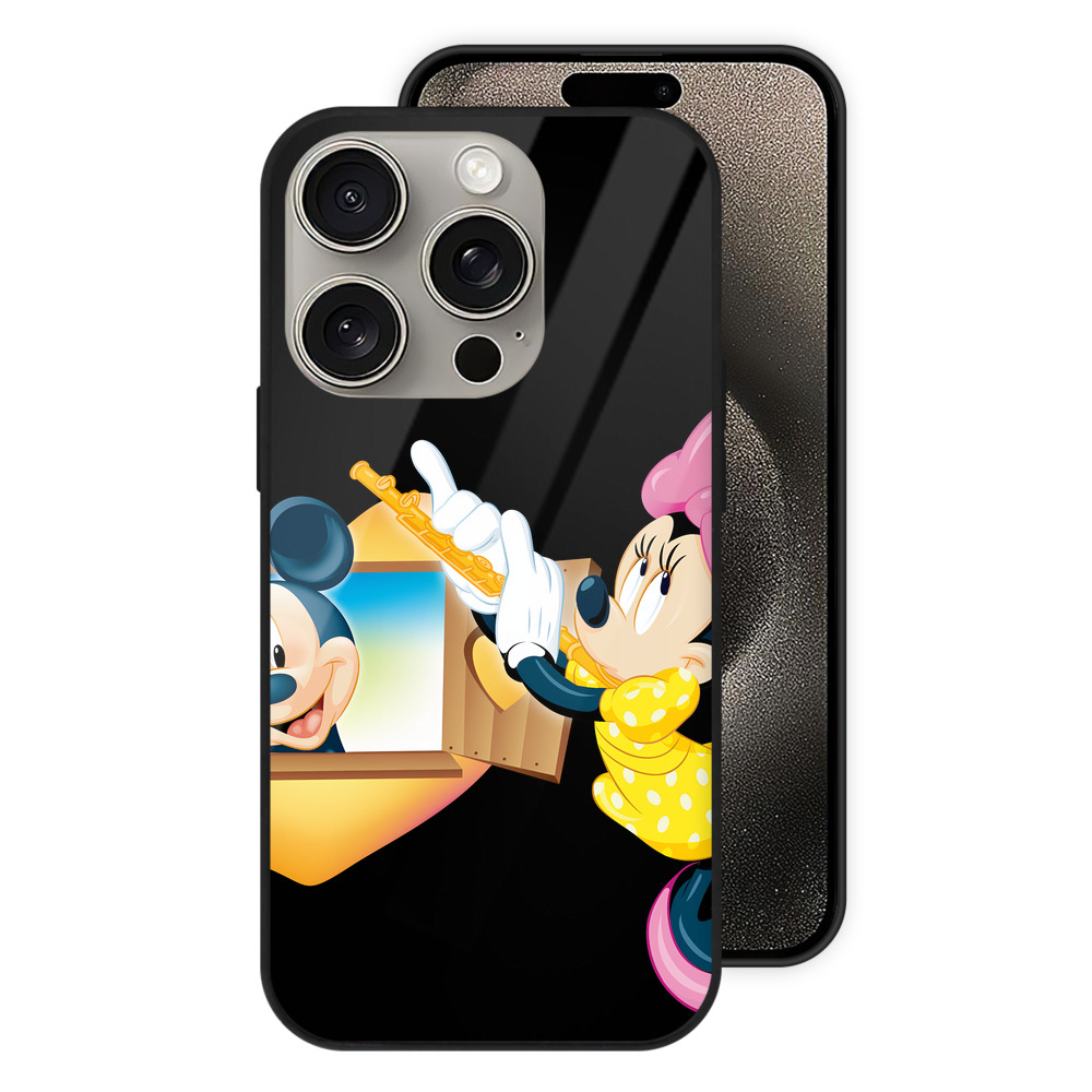 （画像用） ミッキーマウス Mickey Mouse 【iPhone15Pro対応】スマホケース 耐衝撃＆黄変防止 背面ガラス