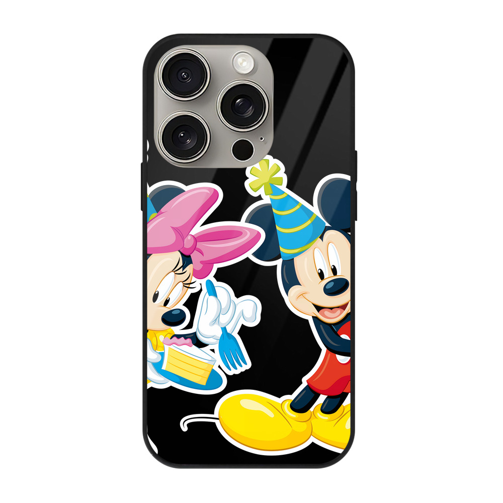 （画像用） ミッキーマウス Mickey Mouse 【iPhone15Pro対応】スマホケース 耐衝撃＆黄変防止 背面ガラス