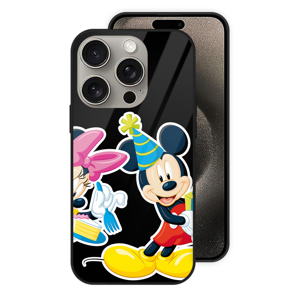 （画像用） ミッキーマウス Mickey Mouse 【iPhone15Pro対応】スマホケース 耐衝撃＆黄変防止 背面ガラス