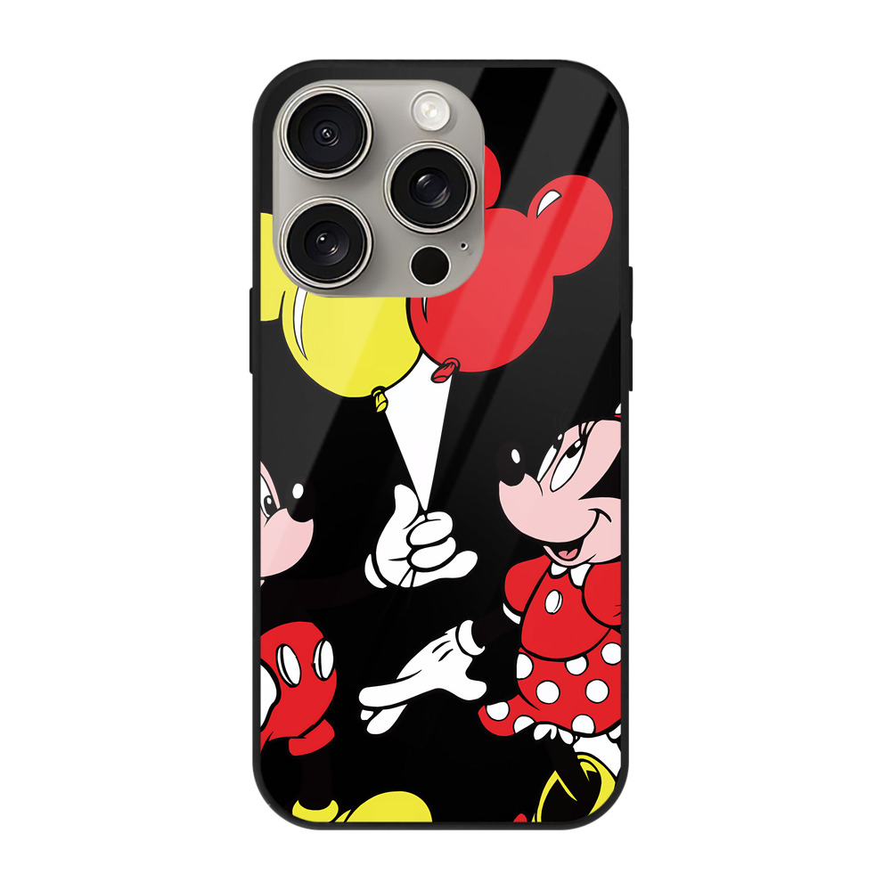 （画像用） ミッキーマウス Mickey Mouse 【iPhone15Pro対応】スマホケース 耐衝撃＆黄変防止 背面ガラス