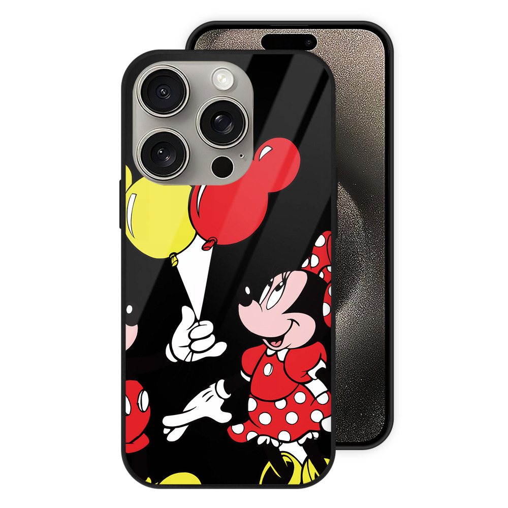 （画像用） ミッキーマウス Mickey Mouse 【iPhone15Pro対応】スマホケース 耐衝撃＆黄変防止 背面ガラス