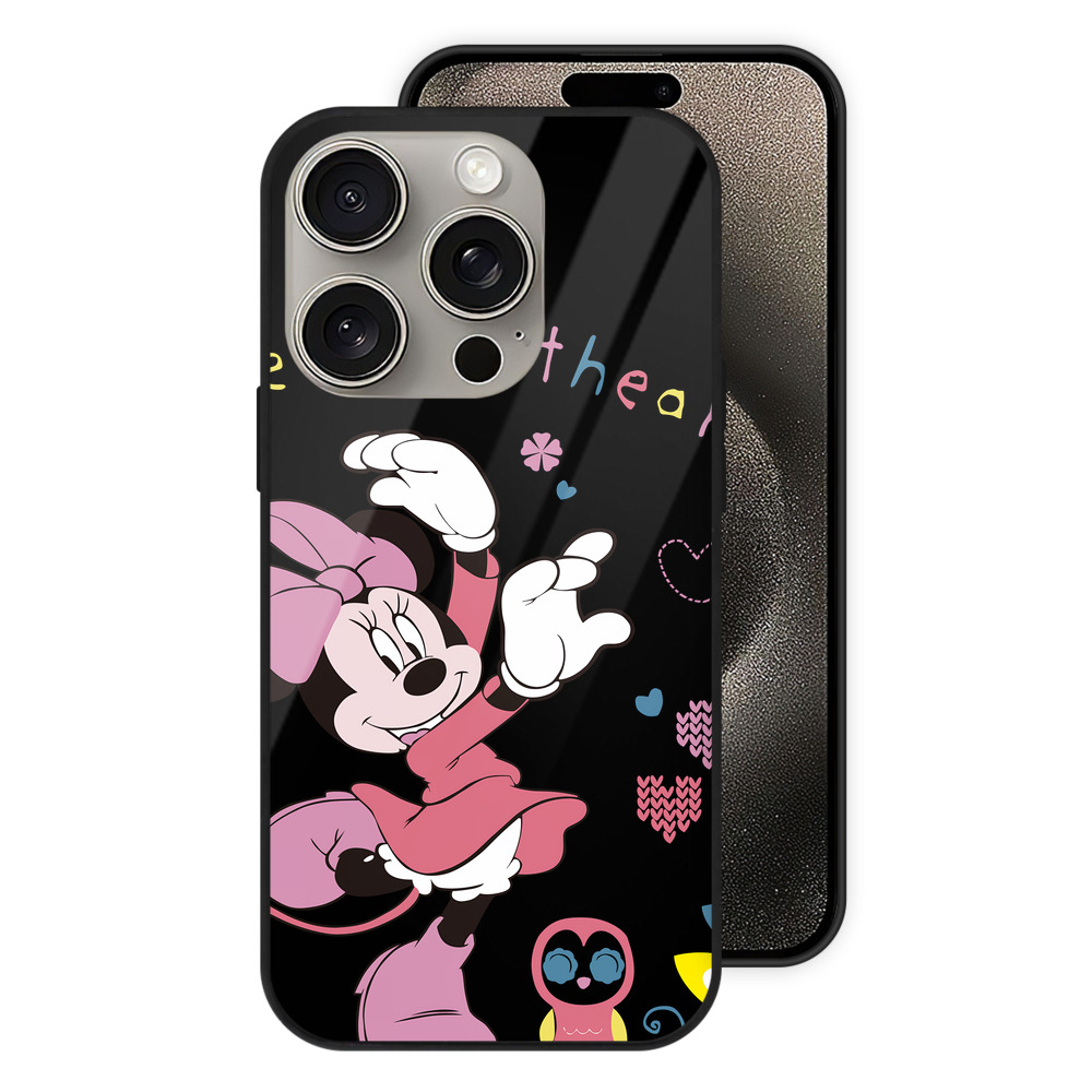 （画像用） ミッキーマウス Mickey Mouse 【iPhone15Pro対応】スマホケース 耐衝撃＆黄変防止 背面ガラス