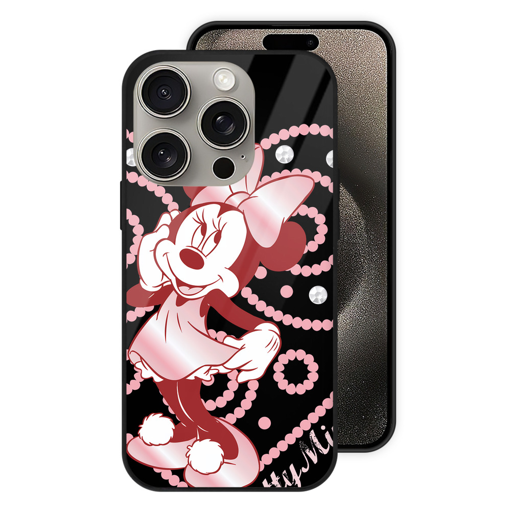 （画像用） ミッキーマウス Mickey Mouse 【iPhone15Pro対応】スマホケース 耐衝撃＆黄変防止 背面ガラス