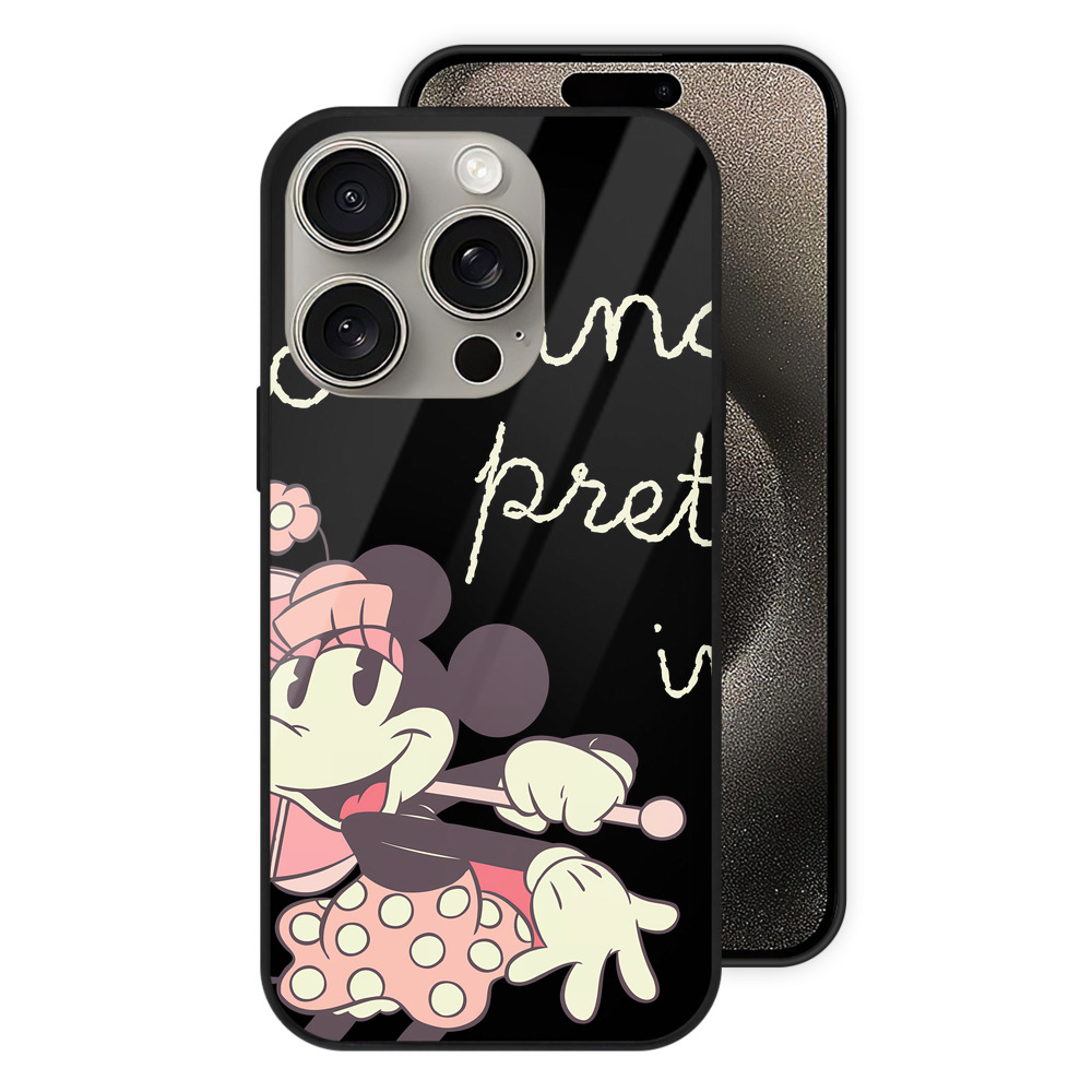 （画像用） ミッキーマウス Mickey Mouse 【iPhone15Pro対応】スマホケース 耐衝撃＆黄変防止 背面ガラス