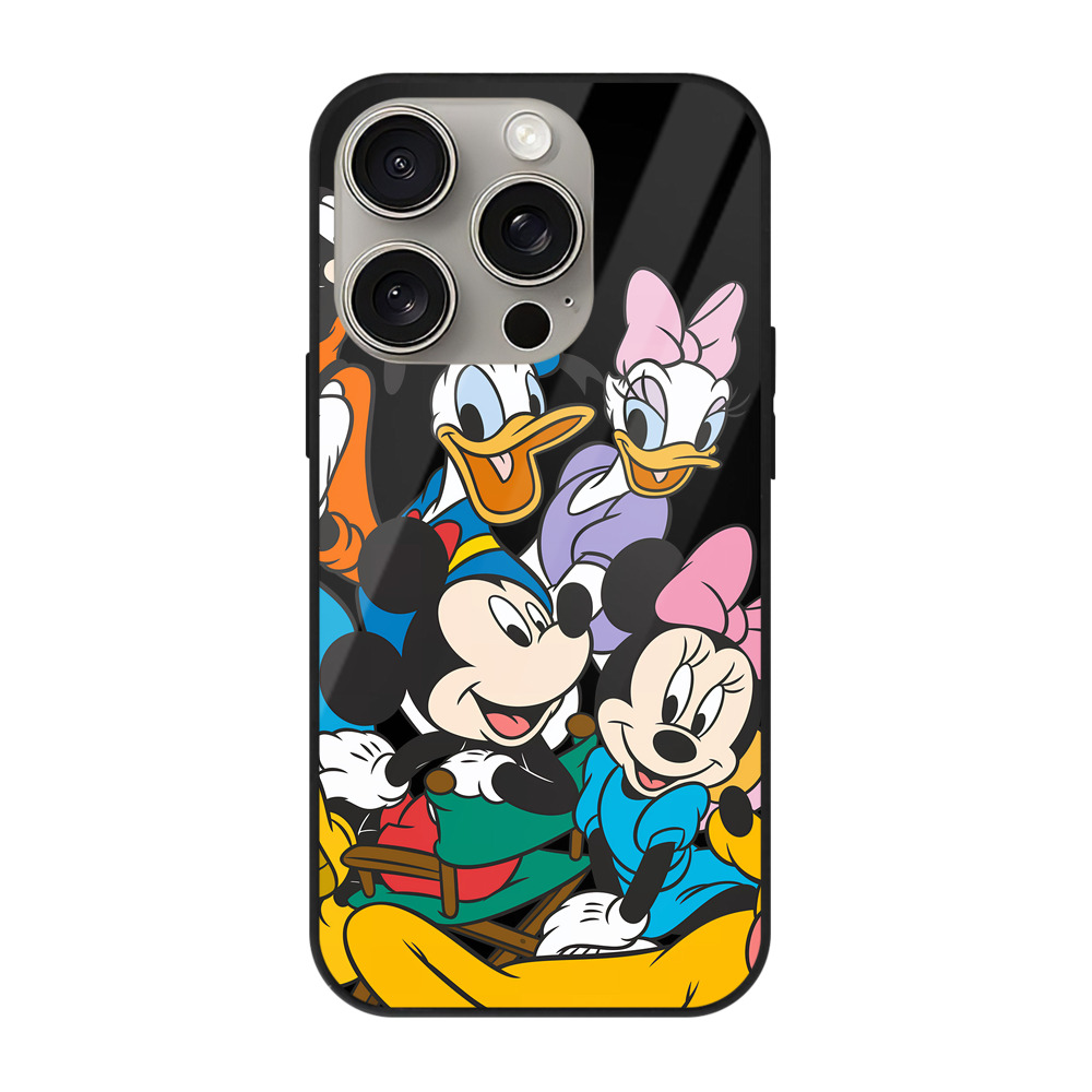 （画像用） ミッキーマウス Mickey Mouse 【iPhone15Pro対応】スマホケース 耐衝撃＆黄変防止 背面ガラス