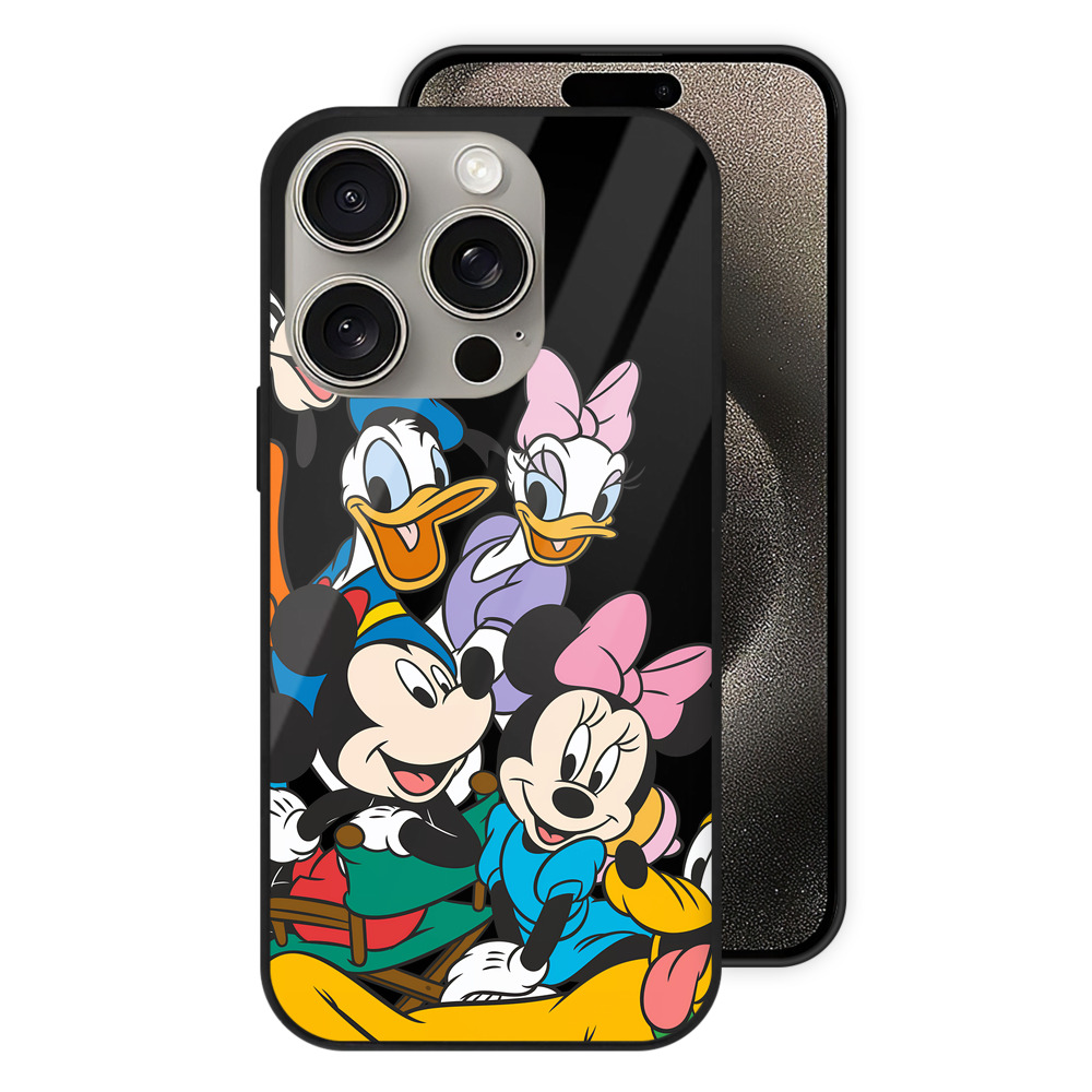 （画像用） ミッキーマウス Mickey Mouse 【iPhone15Pro対応】スマホケース 耐衝撃＆黄変防止 背面ガラス