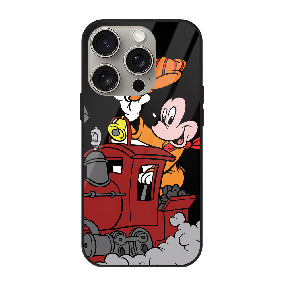 （画像用） ミッキーマウス Mickey Mouse 【iPhone15Pro対応】スマホケース 耐衝撃＆黄変防止 背面ガラス