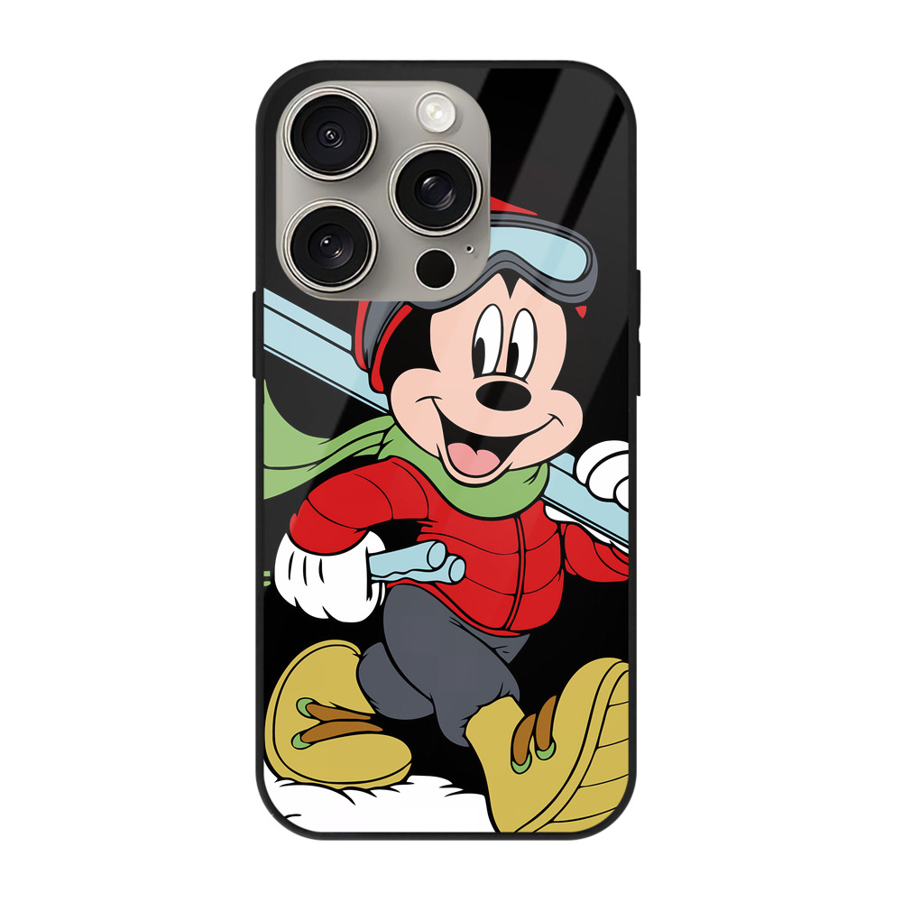（画像用） ミッキーマウス Mickey Mouse 【iPhone15Pro対応】スマホケース 耐衝撃＆黄変防止 背面ガラス
