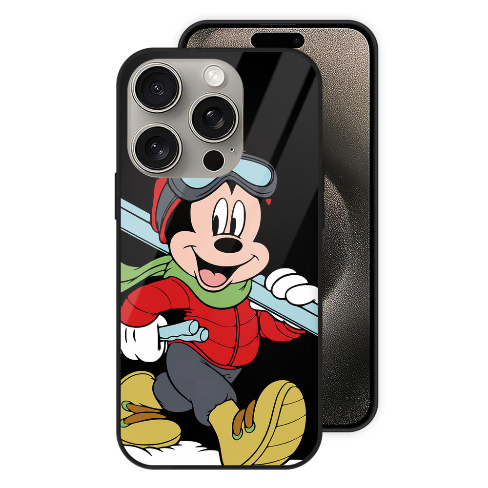 （画像用） ミッキーマウス Mickey Mouse 【iPhone15Pro対応】スマホケース 耐衝撃＆黄変防止 背面ガラス