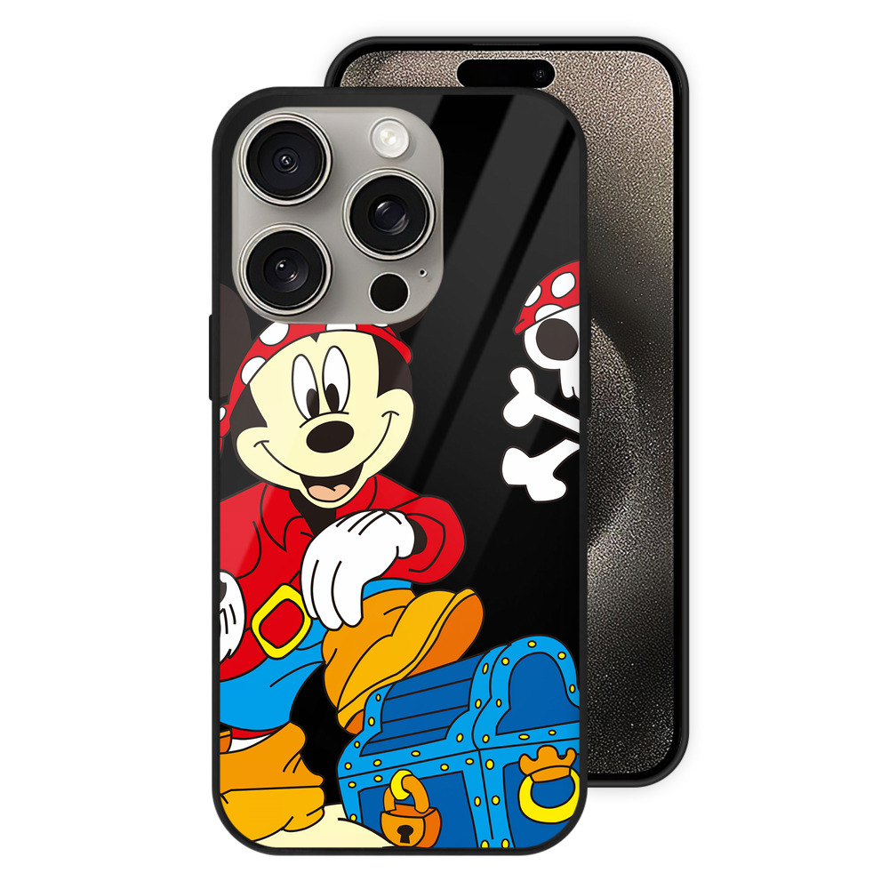 （画像用） ミッキーマウス Mickey Mouse 【iPhone15Pro対応】スマホケース 耐衝撃＆黄変防止 背面ガラス