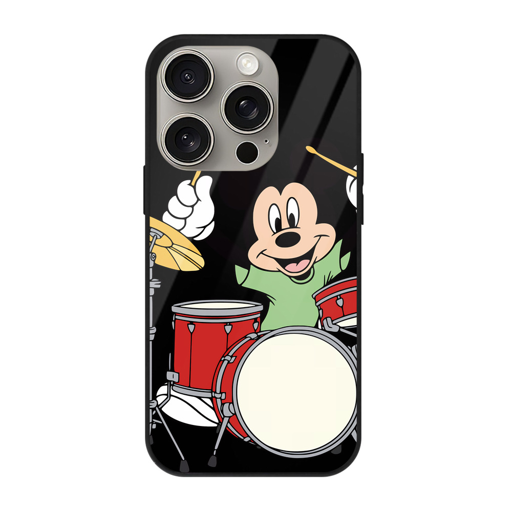 （画像用） ミッキーマウス Mickey Mouse 【iPhone15Pro対応】スマホケース 耐衝撃＆黄変防止 背面ガラス